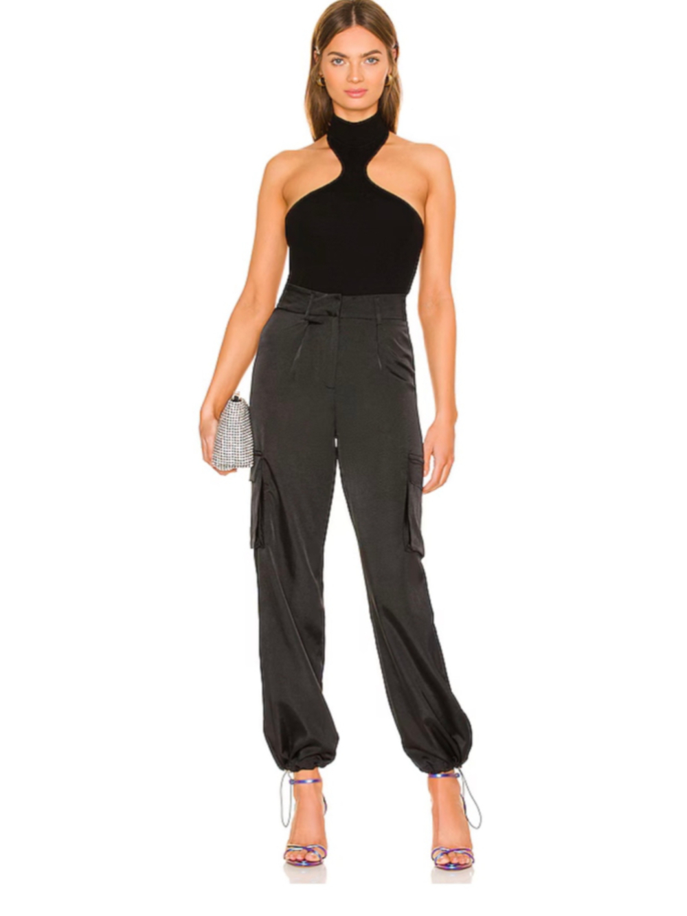 Revolve x Superdown| Seleste Cargo Satin Jogger Pant | Med| EUC